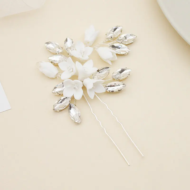 Белые цветы Свадебные для невесты u-образные заколки волос женские свадебные