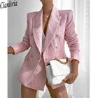 Женские костюмы знаменитостей, розовые короткие женские вечерние костюмы из 2 предметов, блейзер для выпускного вечера, смокинг, официальная одежда, наряды (пиджак + брюки)