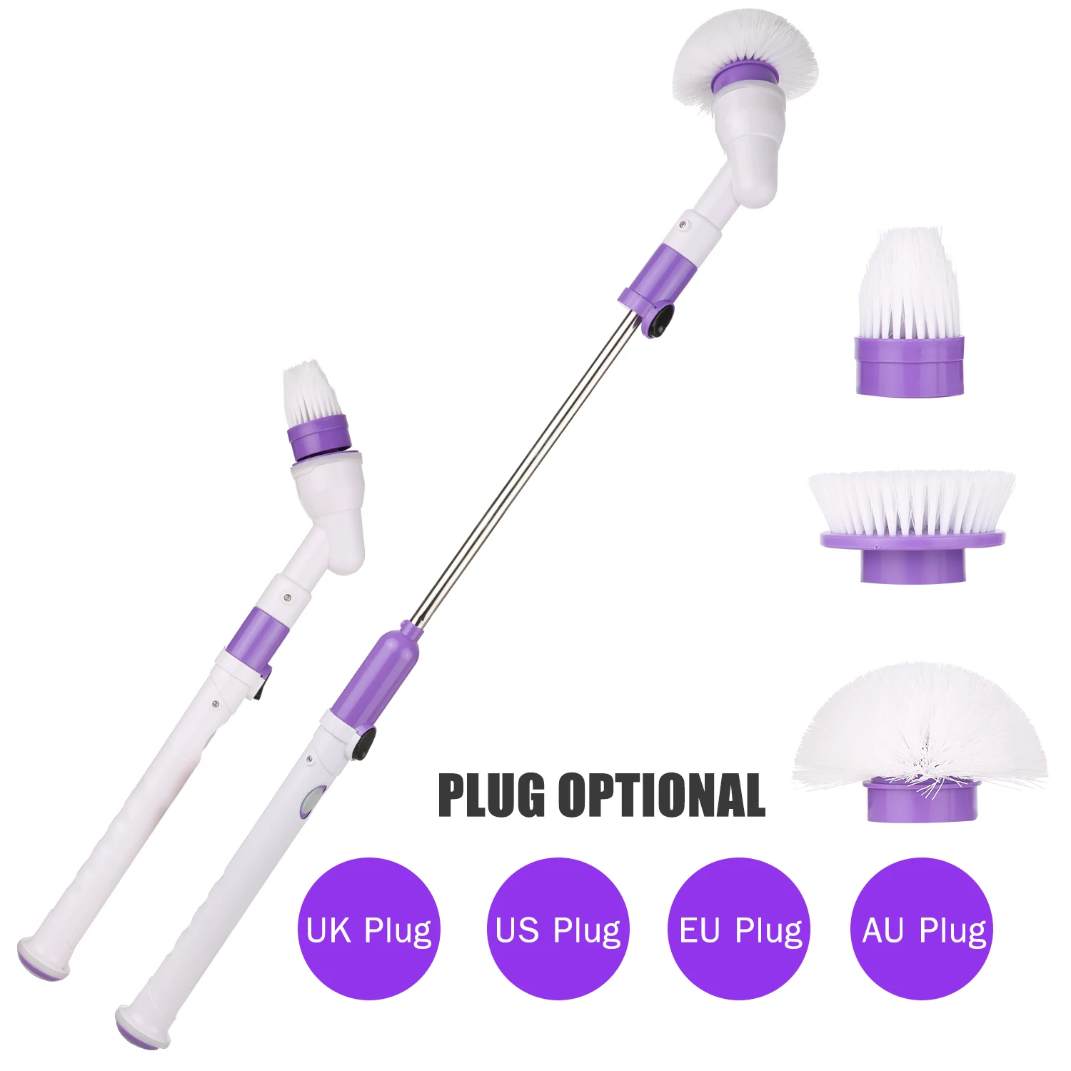 

Electric Spin Brush Cordless Rechargeable Bathroom Cleaning Brush Multi-functional with Replaceable Brush Heads/Extension Handle
