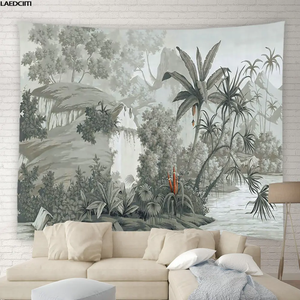 Семейная греческая статуя тропические джунгли зеленые растения Цветочные лозы