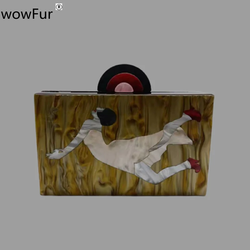 Жемчужно-коричневый с красивой леди на акриловой поверхности женские Вечерние