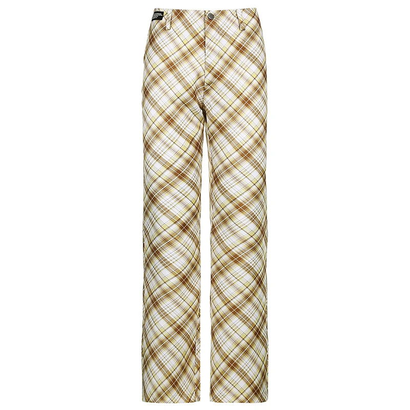 

Plaid Pants Women Spring Wide Leg Pants for Women Contrasting Mid-Waist Trousers Loose All-Match Casual Women's Trousers