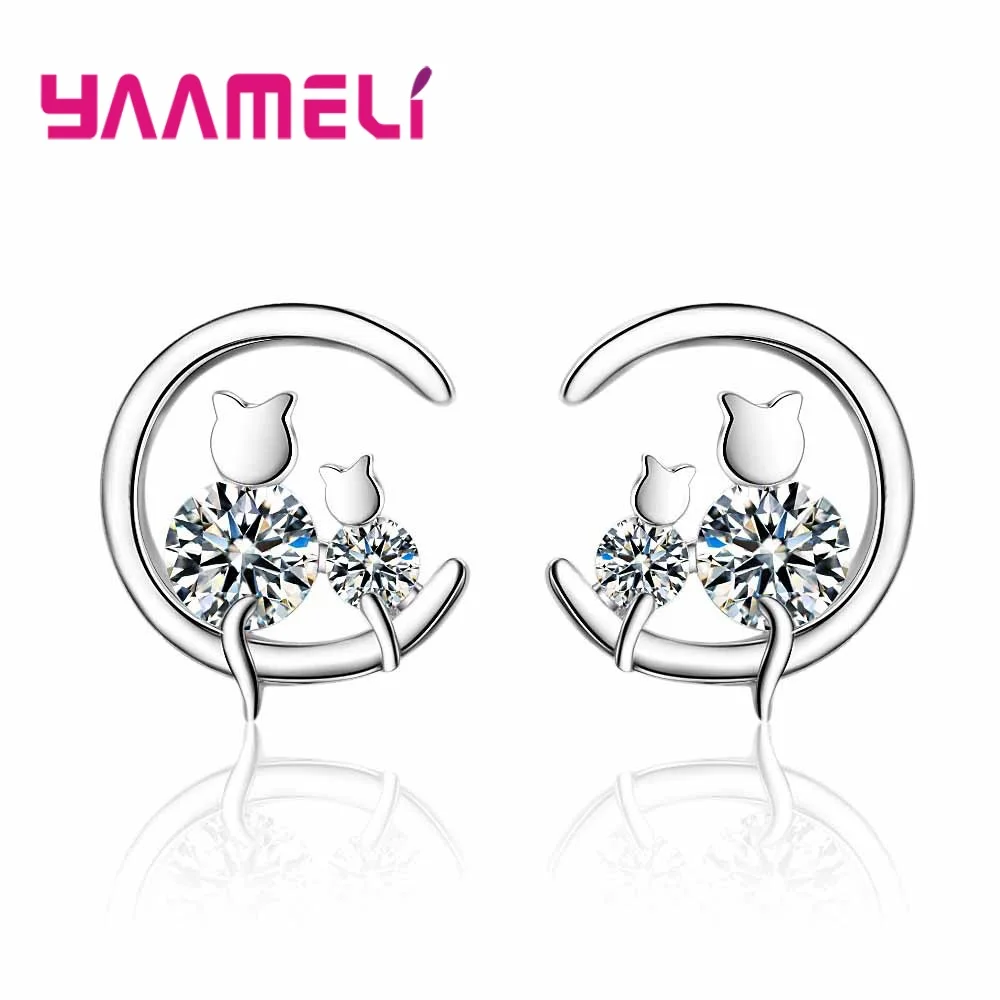 Изящные серьги простые милые в виде Луны кота современные модные женские