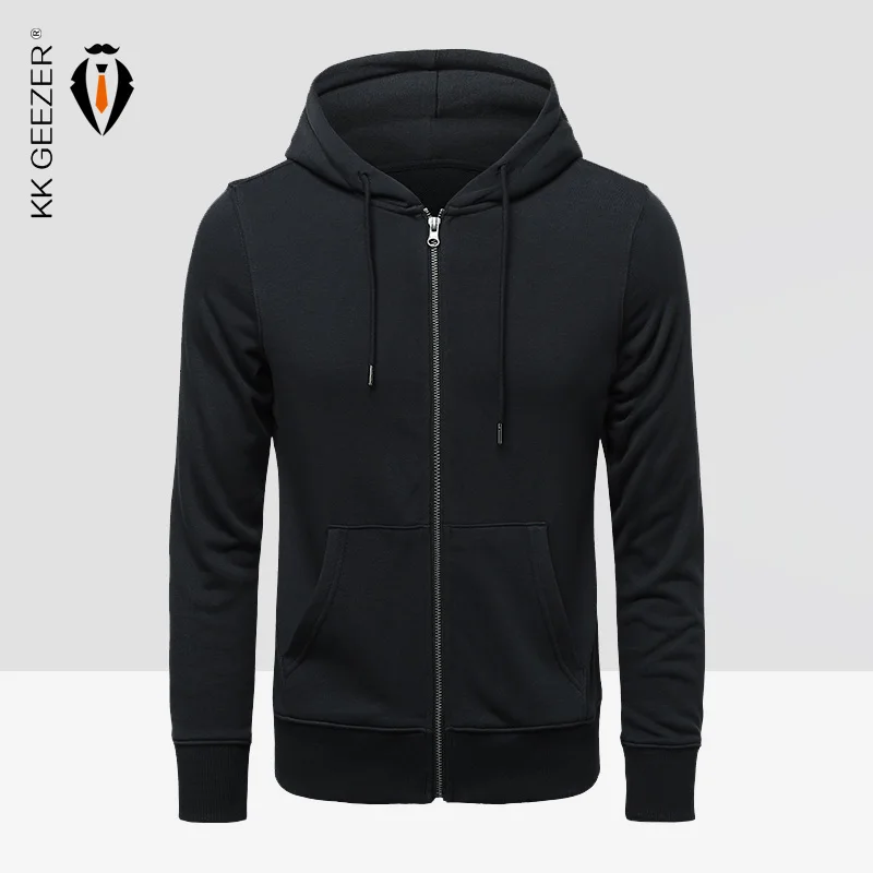 Мужские толстовки хлопковые свитшоты кардиган свитер женская черная уличная