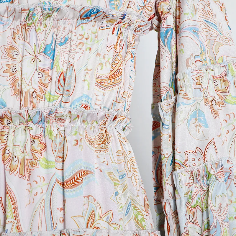 

Newest HIGH STREET 2021 Fall Winter Designer Dress Women's O-Neck Lantern Sleeve Ruffles Long Dress