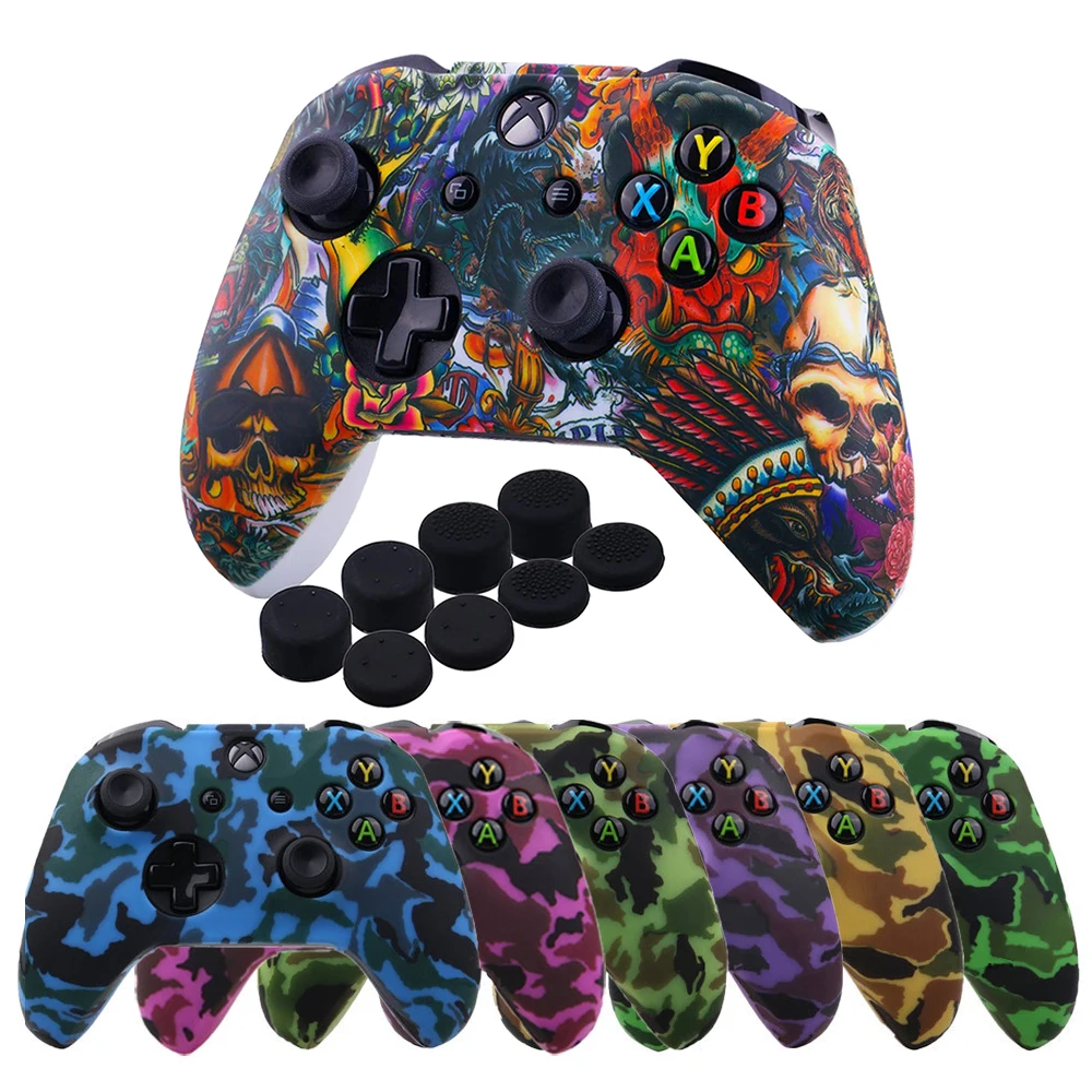 

For Xbox One X S Controller Gamepad Camo Silicone Cover Rubber Skin Grip Case Protective for Xbox One Slim Joystick