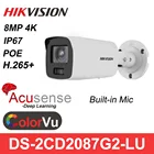 Hikvision 4K 8 MP ColorVu Bullet Network AcuSense PoE IP-камера DS-2CD2087G2-LU Встроенный микрофон, классификация людей и автомобилей