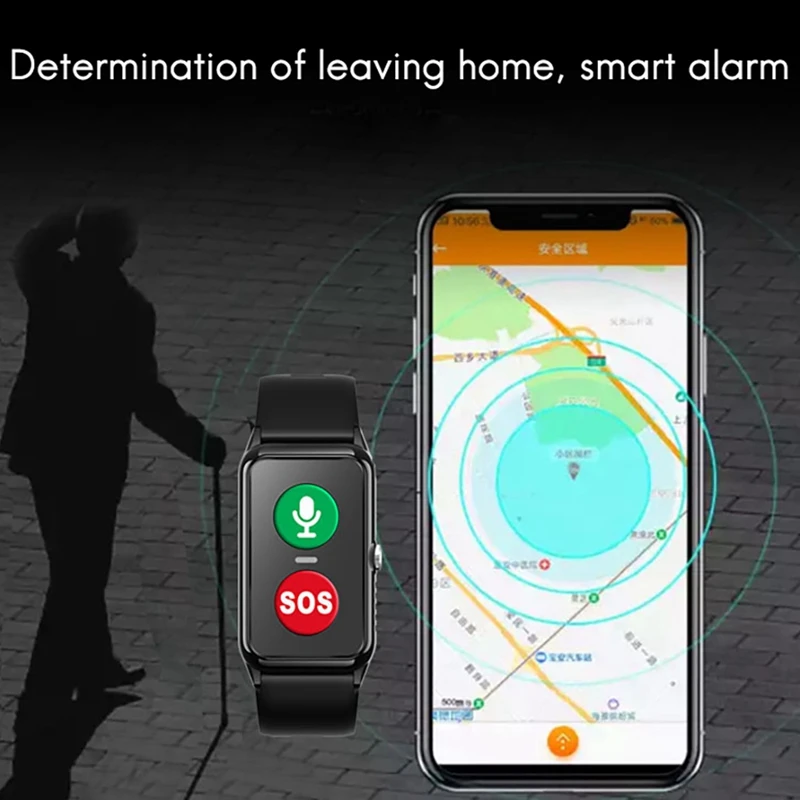 

Smart Bracelet GPS Tracker Positioning Bracelet Anti-Lost Heart Rate Blood Pressure for Elderly SOS Watch 2G
