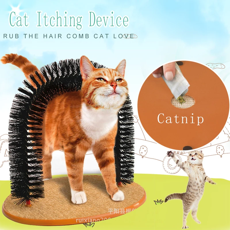

Comfortable Arch Cats Massager Pet Cat Itching Grooming Supplies Round Fleece Base Kitten Toy Scratching Device Brush for Pets