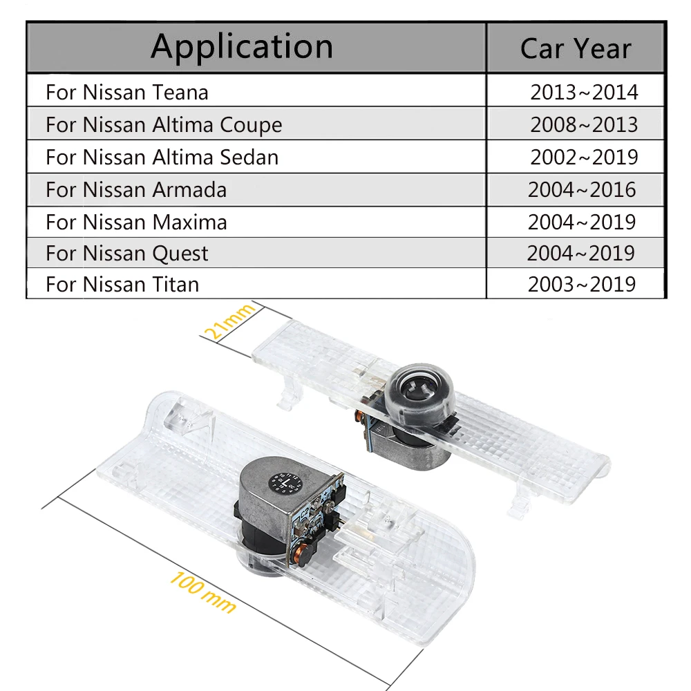 Светодиодный проектор с логотипом-призраком для Nissan Altima купе Sedan Teana Armada Maxima Quest 2