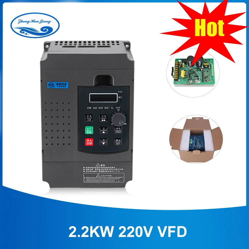 Vfd Entrada Monofásica 220v e Saída Fases 220v Conversor de Frequência Drive de Velocidade Ajustável Inversor de Frequência 2. 2kw 1.5kw Inversores e Conversores