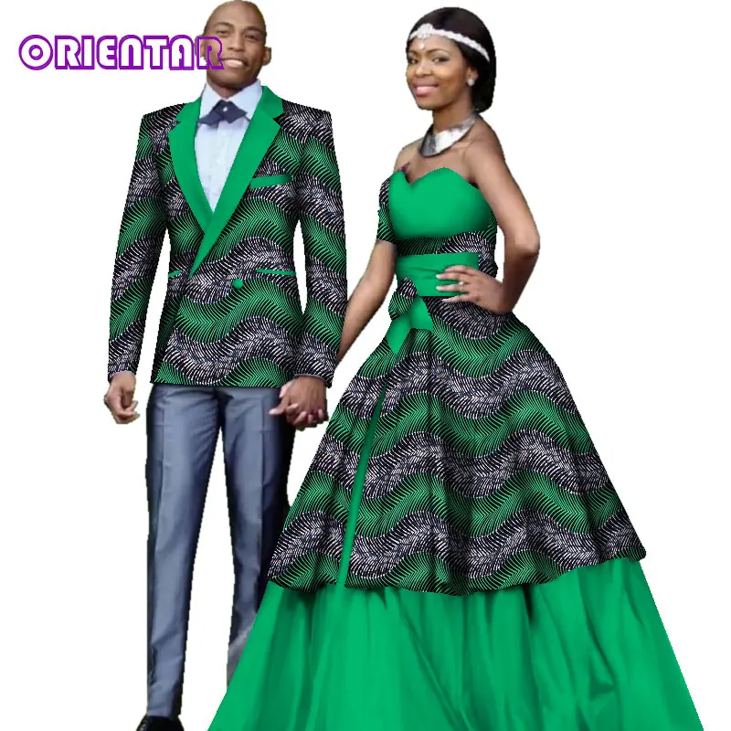 Африканская одежда для пар Свадебная вечеринка Африканский принт длинный рукав