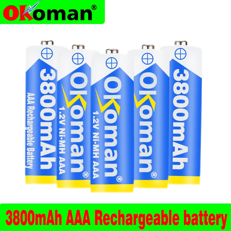 Okoman новая AAA батарея 3800 мАч перезаряжаемая Ni MH 1 2 в для часов мышей компьютеров