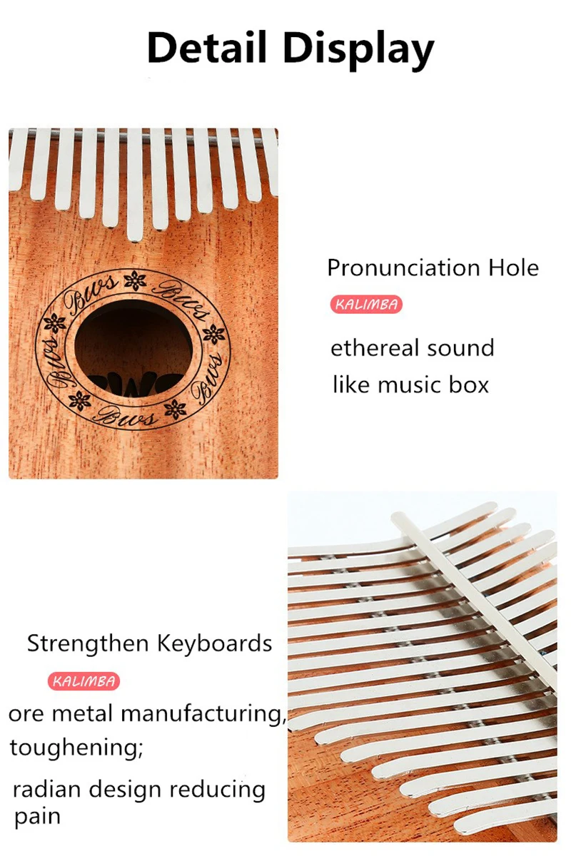 Mahogany 17 Keys Xylophone Thumb Piano African Wood Finger Orff Instruments Musical With Study Instruction Gift | Спорт и