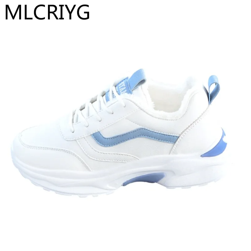 

2021 Winter Women Sneakers Fashion Warm Short Plush Vulcanized Shoes Lace Up Comfortable Shoes Woman Zapatos De Mujer Platform