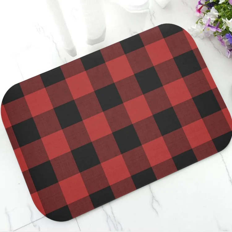 Red Buffalo Check Деревенский красный, черный Buffalo Check Рождественский коврик для отдыха плед Коврик Противоскользящий резиновый - Color: Red Buffalo Check