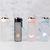cartoon water bottle outdoor portable plastic bottle cute student fashion water cup sports bottle with rope travel mug