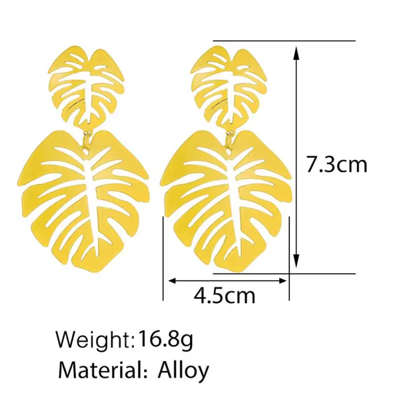 Модные большие серьги в виде листьев геометрические полые металлические