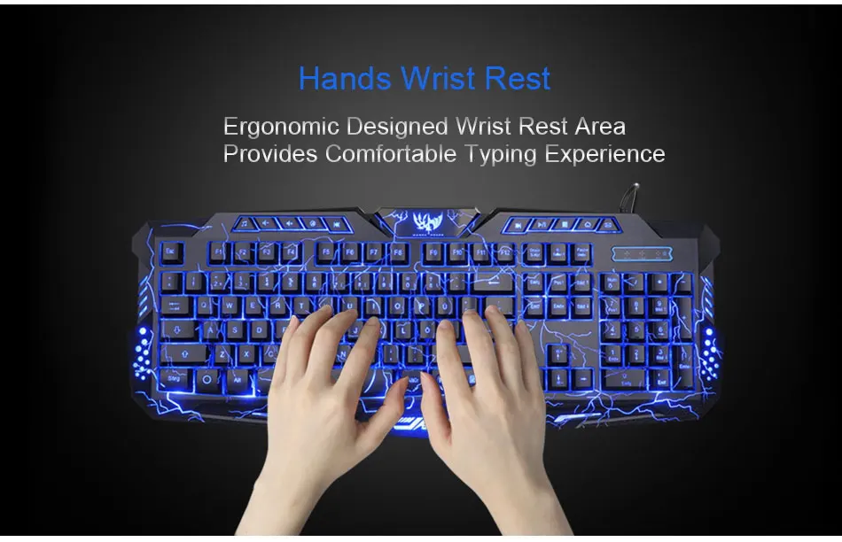 LED клавиатуры 3-Цвет клавиатуры Keyboard Switch подсветкой USB Проводная Игровые ПК / ноутбука русский и английский клавиатуры Игровая освещенная клавиатура привело клавиатура с подсветкой