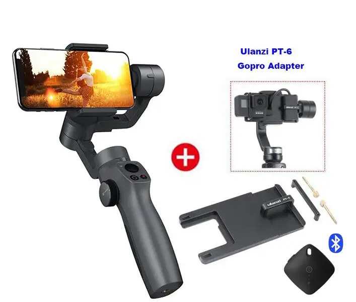 With Gopro Adapter Захват funsnap 2 трехосевой телефон ручка шарнирный стабилизатор для камеры Gopro для Andriod IOS смартфона Gopro 5/6/7 DJI Osmo экшн-камер - Цвет: With Gopro Adapter