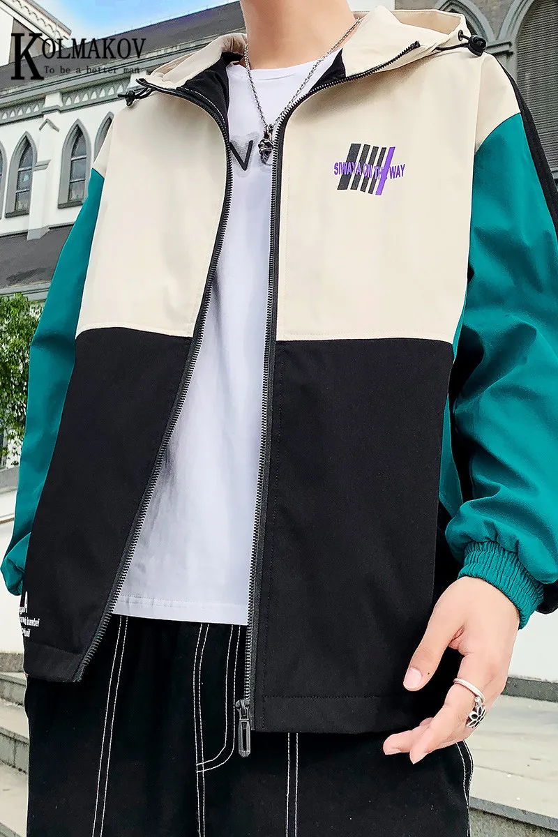 

KOLMAKOV In The Spring Of 2021 New Men's Hooded Coats Casual Jacket Zipper Fly Male Fashionable Coat Size M-3XL 3 Color
