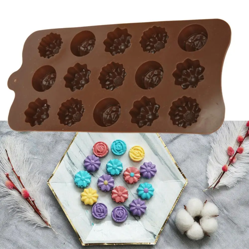 15 полость силиконовая форма для выпечки в Декор пресс форм с цветочным принтом