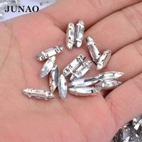 junao 415mm sewing clear silver claw rhinestones flatback horse eye acrylic stones sewn strass crystal for wedding dress crafts