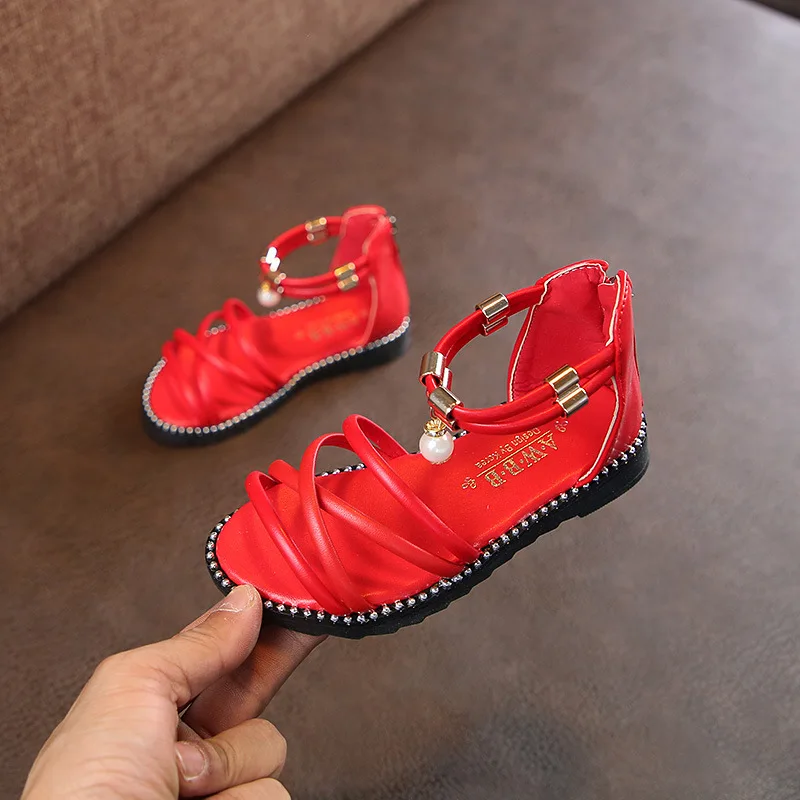 AFDSWG kids shoes summer pink sandals for toddler girls black little boys red stud beach |