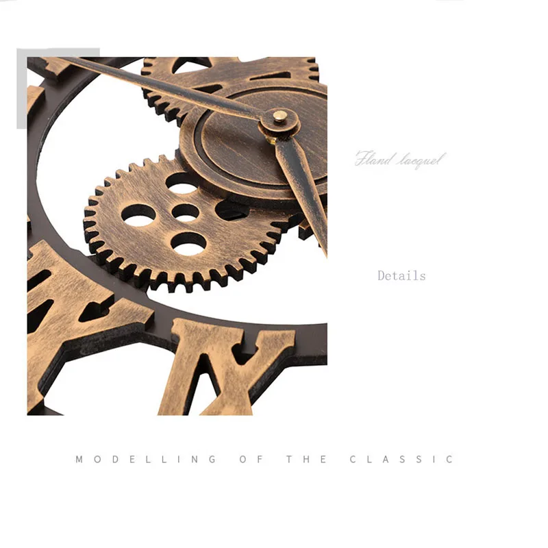 Винтажные настенные часы в стиле индастриал круглые 3d с римскими цифрами ретро