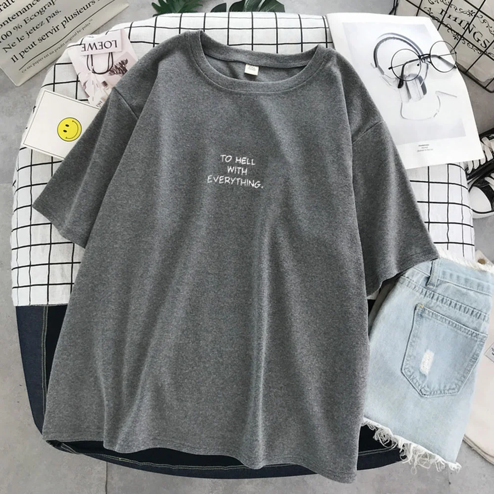 

Women Short Sleeve T-shirts Loose Harajuku Plus Size 3XL Letter Printed Chic New All-match Women Korean Style T-shirt