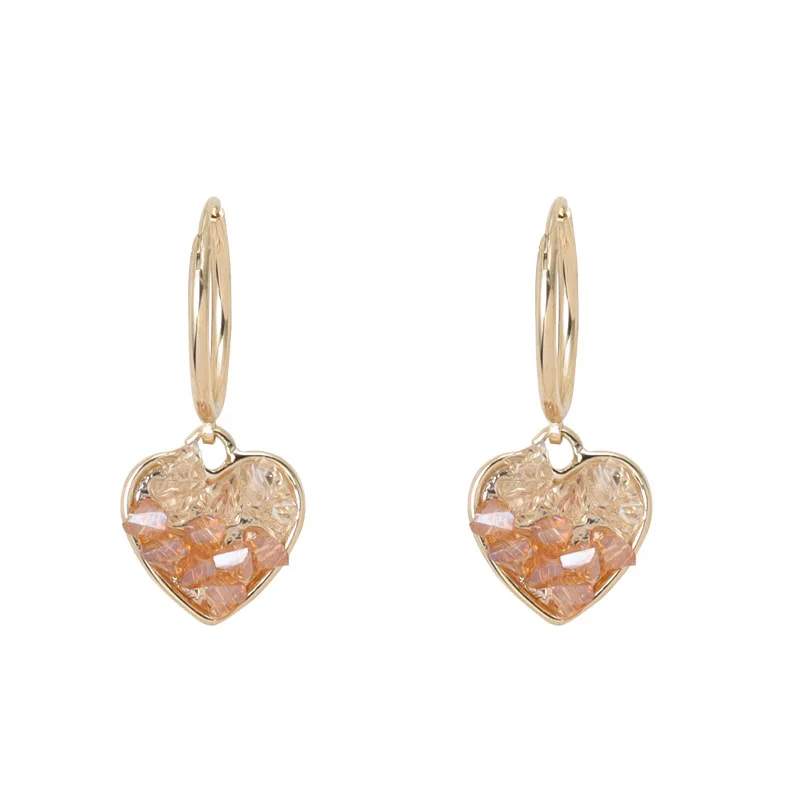 

New Fashion Heart Korean Earrings For Women Statement Crystal Geometric Gold Dangle Drop Earrings Wedding 2021 kolczyki Jewelry