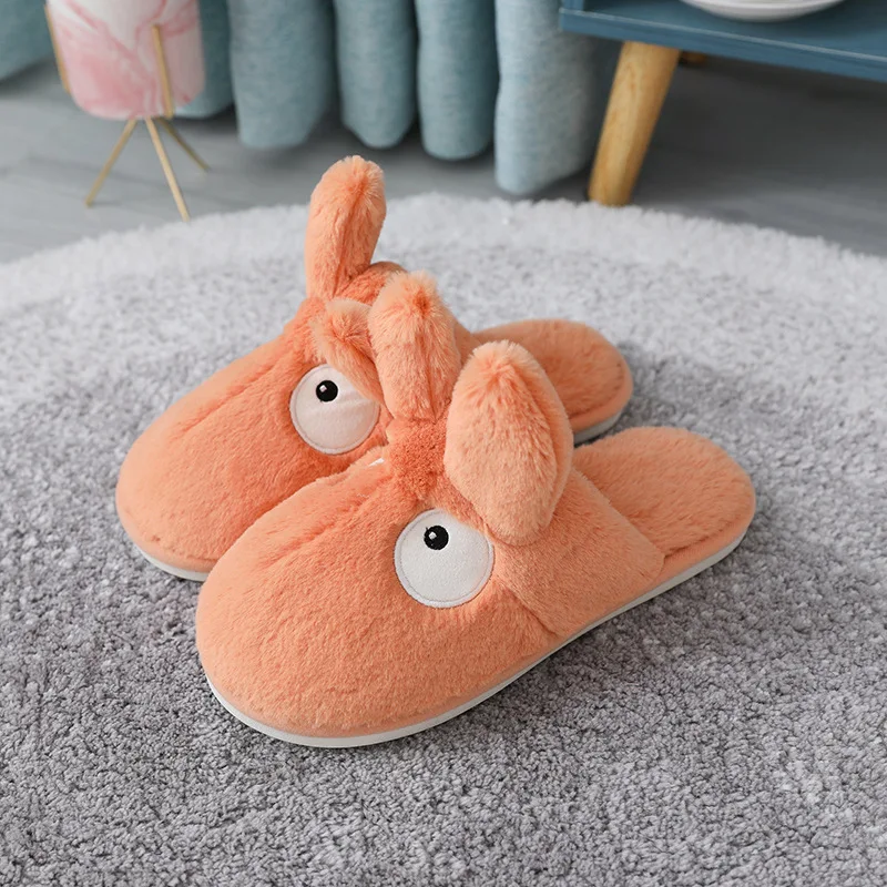 Cute Cartoon Slippers Women Indoor House Winter Non Slip Warm Plush Parent-Child Bedroom Couples Floor Footwear Zapatillas Mujer