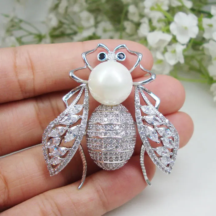 Ретро пчела насекомое жемчуг Женская Брошь булавка Циркон Кристалл подарок