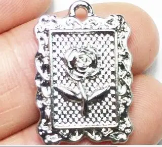 rhodium silver Eruifa 10 шт. 15*20 мм прекрасная роза Подвески цинковый сплав ожерелье, серьги браслет ювелирные изделия DIY ручной работы 2 цвета - Окраска металла: rhodium silver
