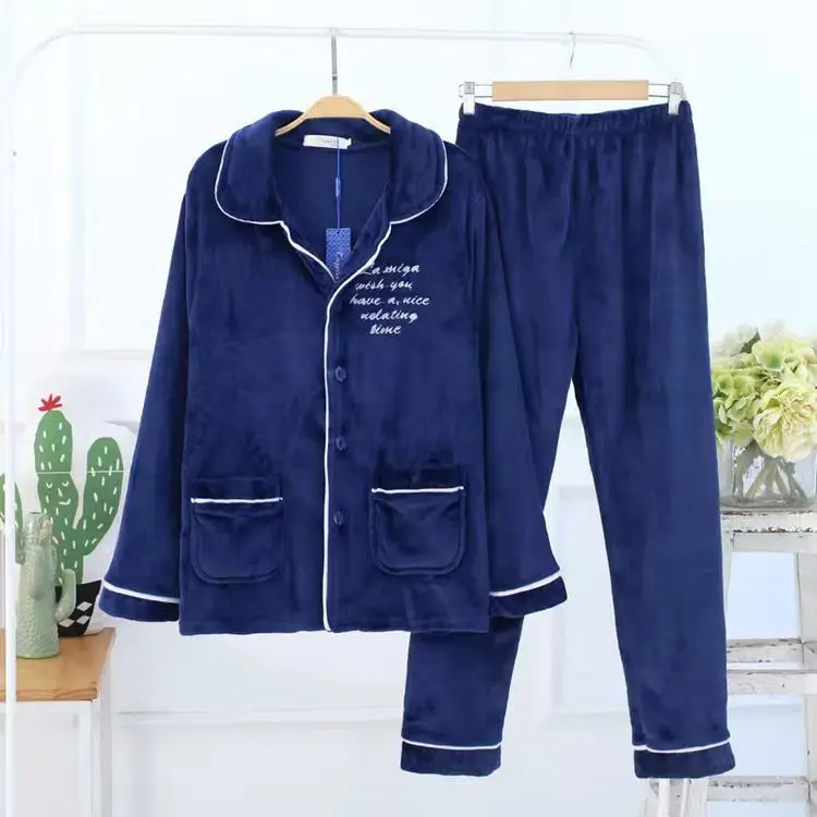 2022 Band Winter Warm Flannel Man Pyjamas Sets Thick Coral Pijamas Man fleece pajama thick flannel Long Pajamas Set for Boy