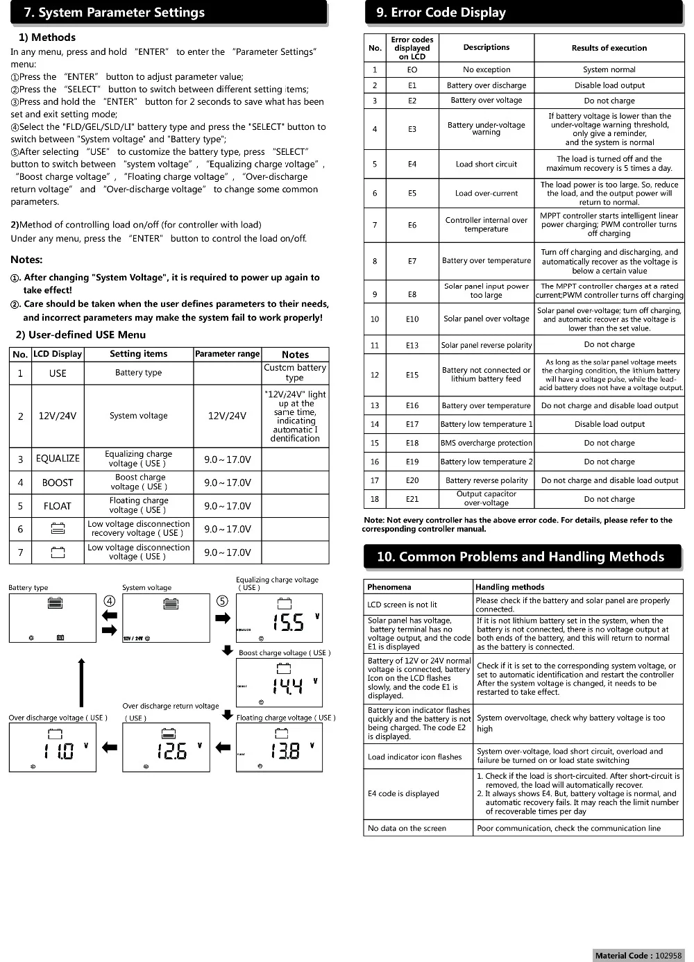 30A SRNE MPPT Контроллер заряда MC2430N10 12 В 24 В для солнечной домашней системы с функцией bluetooth