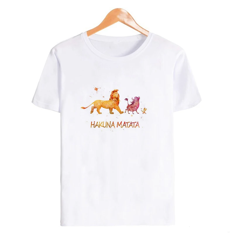 Showtly Lion King HAKUNA MATATA женская футболка It Simba Best Friends Harajuku Kawaii уличная Корейская стильная негабаритная футболка - Цвет: XWT0767-white