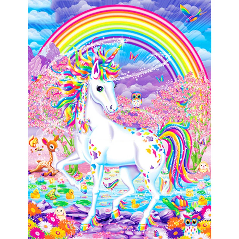 

Diamond painting, 5D DIY full diamond embroidery, rainbow unicorn, square/round diamond mosaic, home decoration, cross stitch