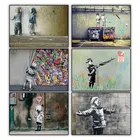 Граффити настенное искусство Бэнкси Холст Картина Дети туалет красочный дождь абстрактные постеры и принты стены картины для гостиной