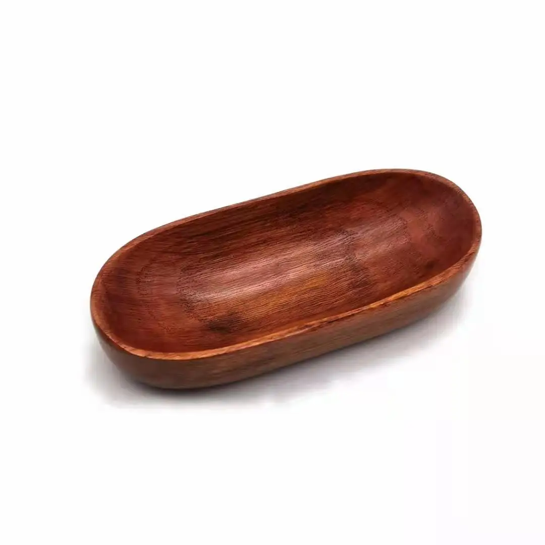 

Wooden Household Storage Tray Tableware Boat Shape Napkin Mat Tea Towel Snacks Holder Multi Use Solid Sushi Plate For Home Hotel