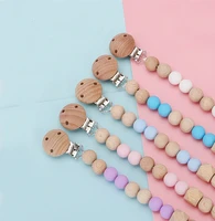bpa free pacifier chain wooden baby auxiliary anti dropping chain pacifier clip toddler safety silicone molar pacifier chain