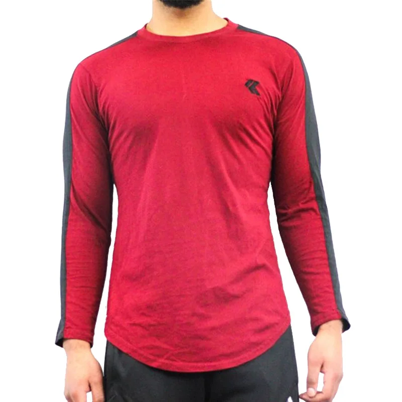 Длинные рукава футболкой с коротким рукавом футболка для мужчин Фитнес рубашка