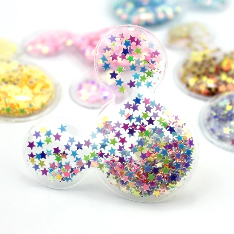 10 шт. ПВХ Звезда Корона Микки Прозрачный Bling bling Сердце течет аппликации для детей BB клип и DIY головные уборы аксессуары