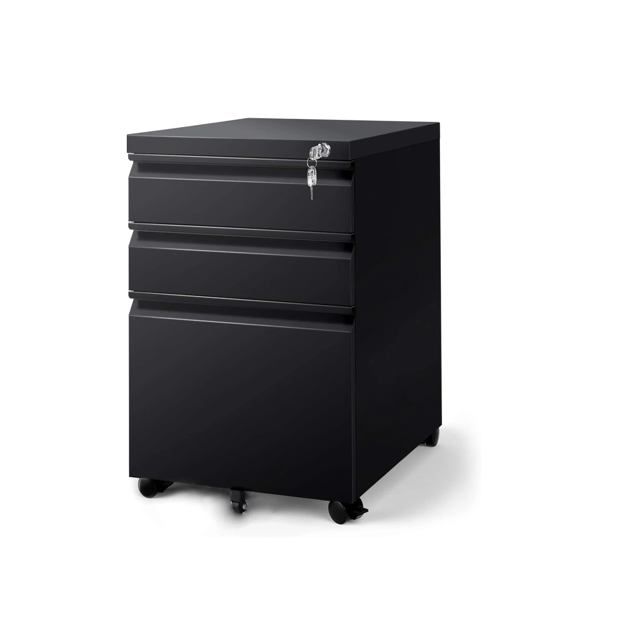 

Movable 3 Drawers Metal File Cabinet Full Assemble Structure 15.35x18.11x24.4 Inch Black[US-Stock]