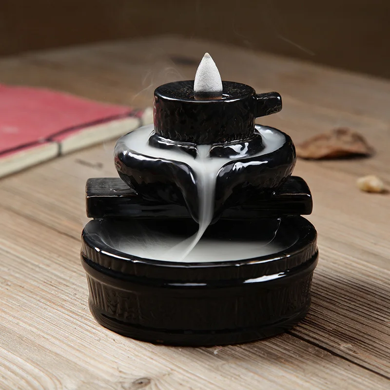 

incense stove folk ceramic crafts Buddhist incense sandalwood high mountains and flowing water home office incense decoration