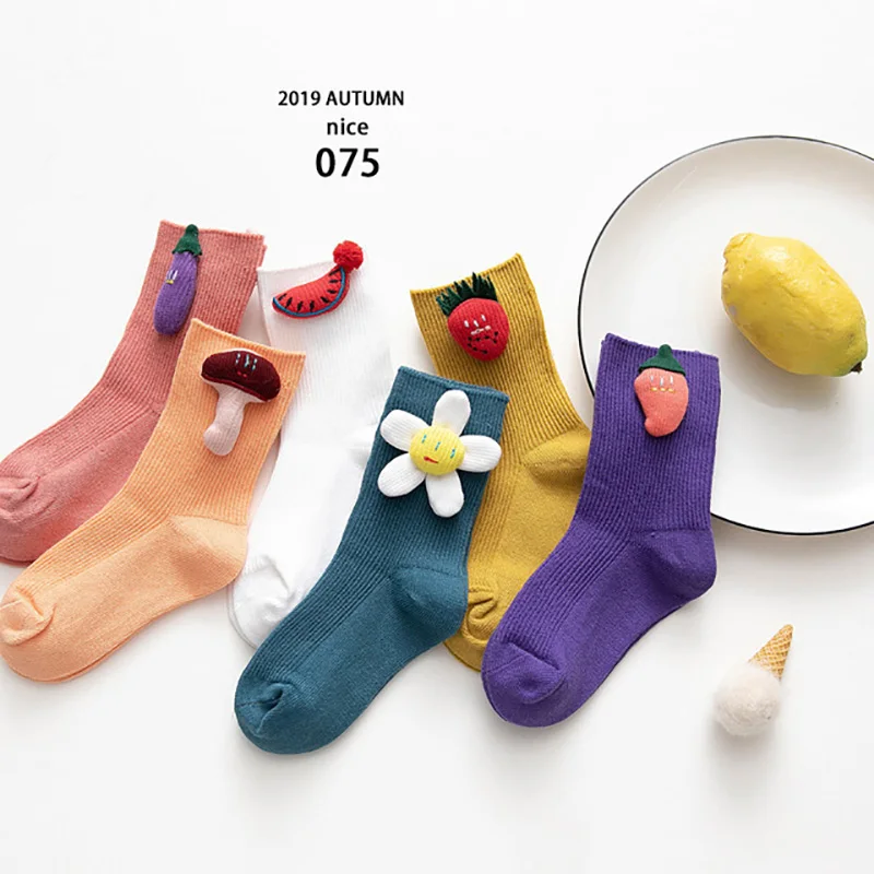 SLKMSWMDJ/милые носки с двойной иглой на осень и зиму Детские хлопковые однотонные