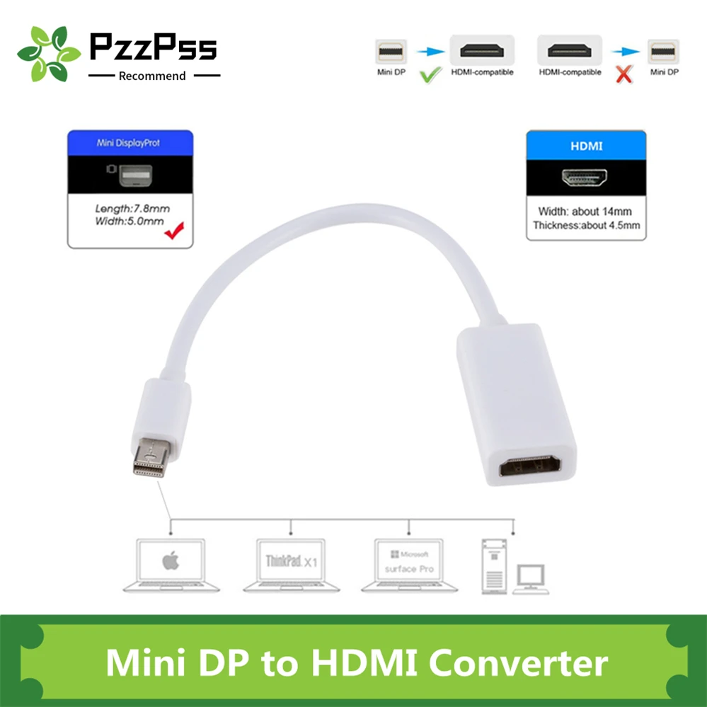 PzzPss мини порт дисплея на HDMI кабель 1080P проектор для телевизора DP 1 4 конвертер