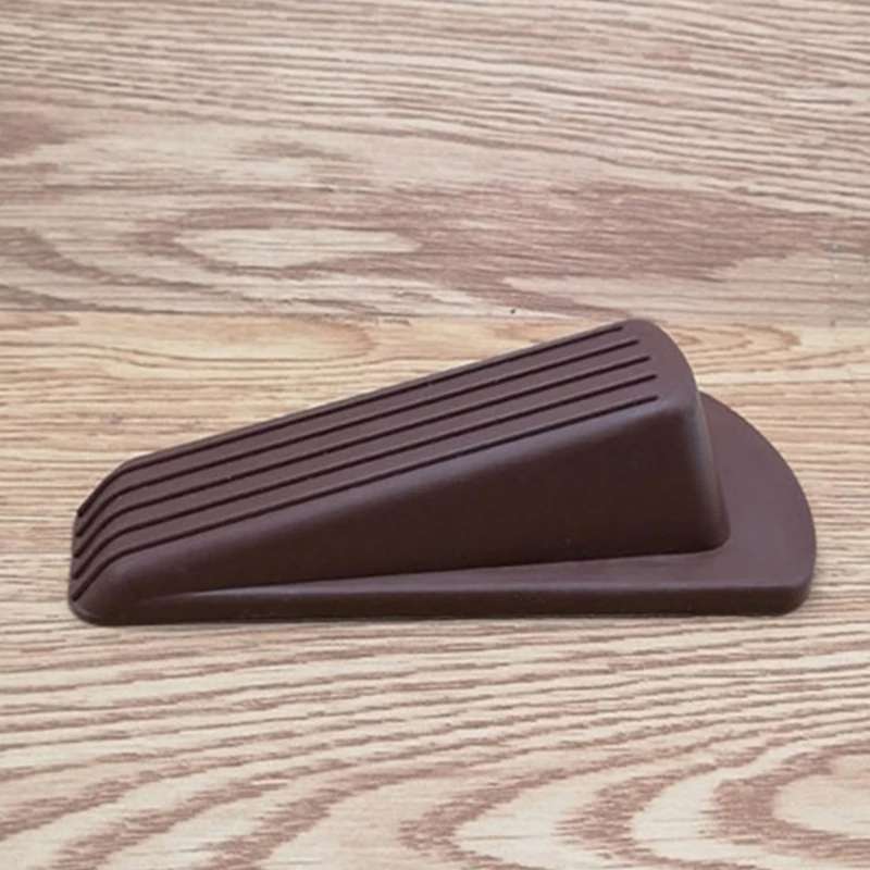 

Heavy Duty Rubber Door Stopper 3 Pack Wedge Sturdy and Stackable Door Stop, Multi Surface Design Black/Brown/Grey/White