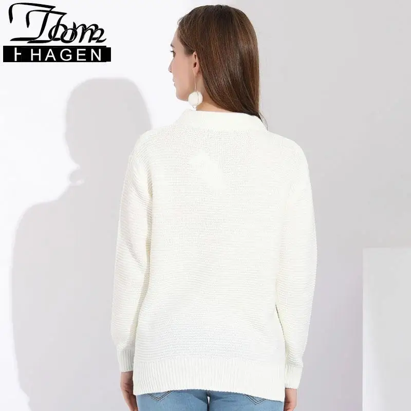 Женский ребристый свитер с высоким воротником женский черно-белый длинным