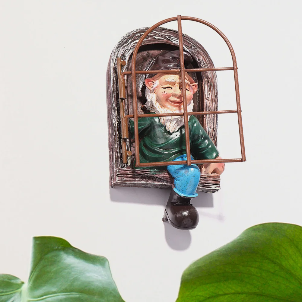 

Ingenious Resin Lifelike Dwarf 3D White Old Man Gnome Statue Elf Sculpture Luminous Windows Decorative Art Craft